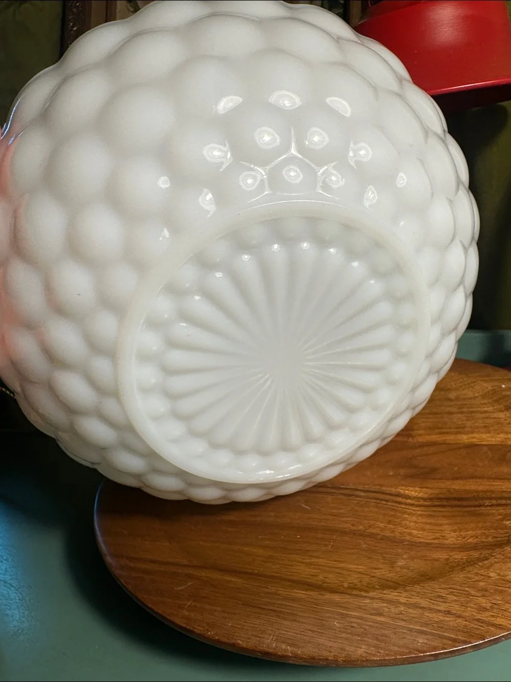 Vintage Midcentury Anchor Hocking White Milk Glass Bubble Bowl